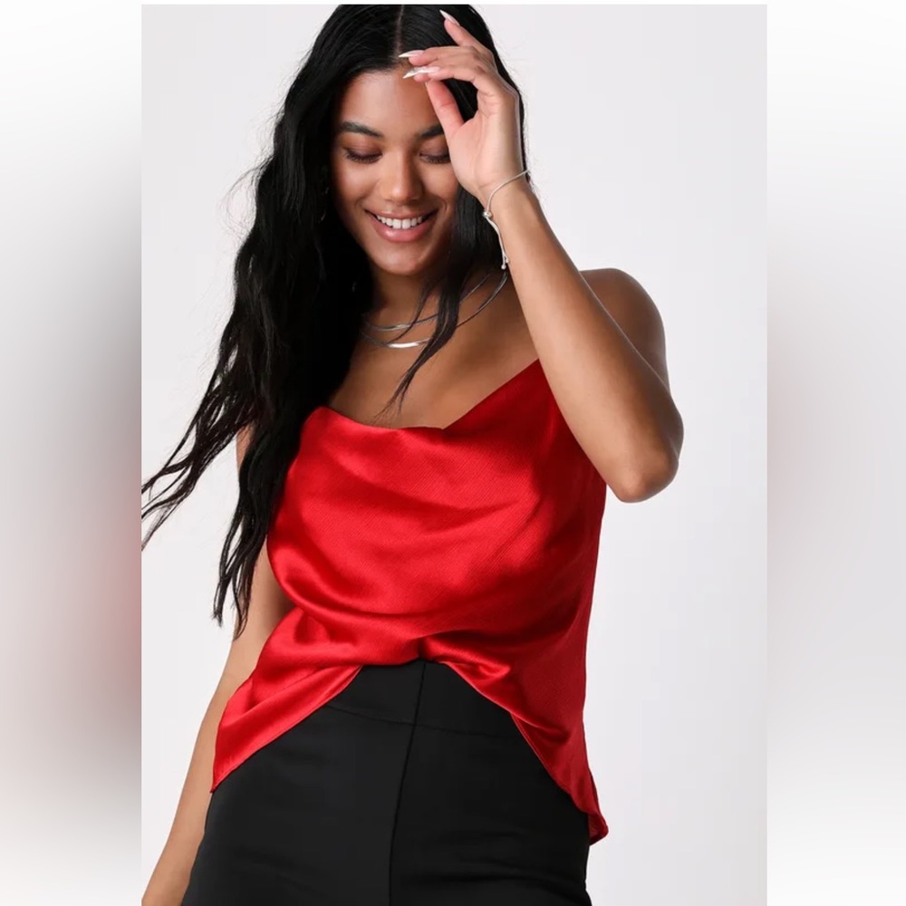 lulus red cowl neck tank top